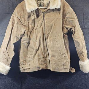 Northwest Territory Brown Suede Leather Jacket  Size Medium Fur